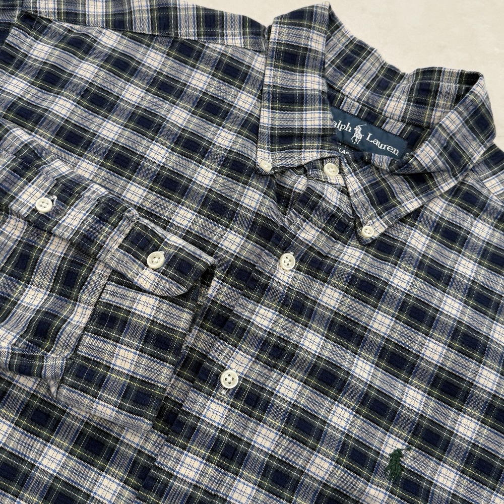 Polo Ralph Lauren Classic Fit Blue/Green/Yellow Mens Plaid Size XL Green Pony